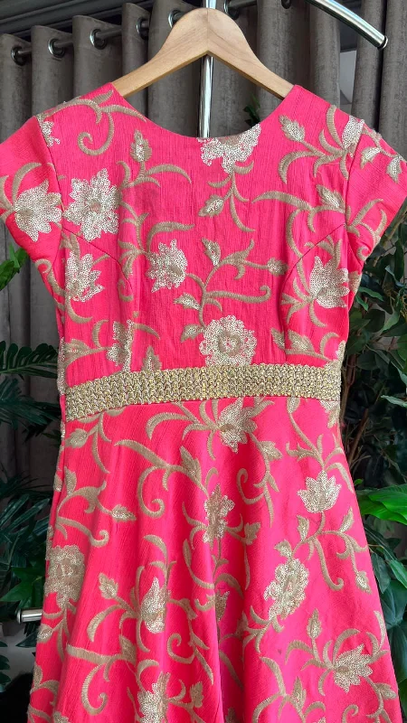 Baby pink silk embroidery gown