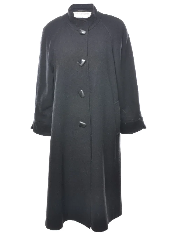 Black Classic Wool Coat - L