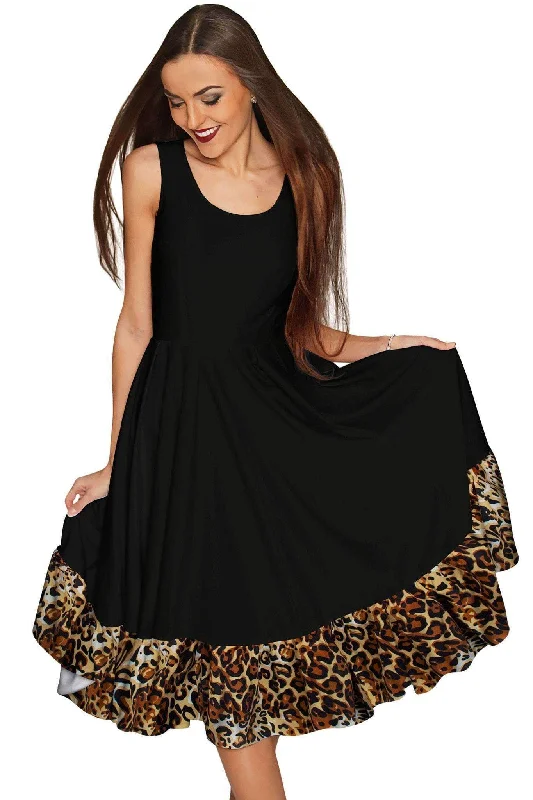 Black Leopard Vizcaya Fit & Flare Dress - Women