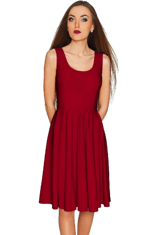 Burgundy Red Mia Fit & Flare Dress - Women