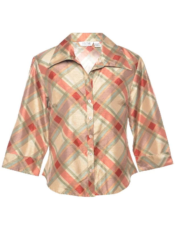 Checked Evening Blouse - M