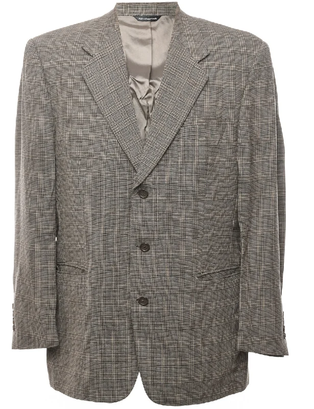 Checked Grey Classic Blazer - L