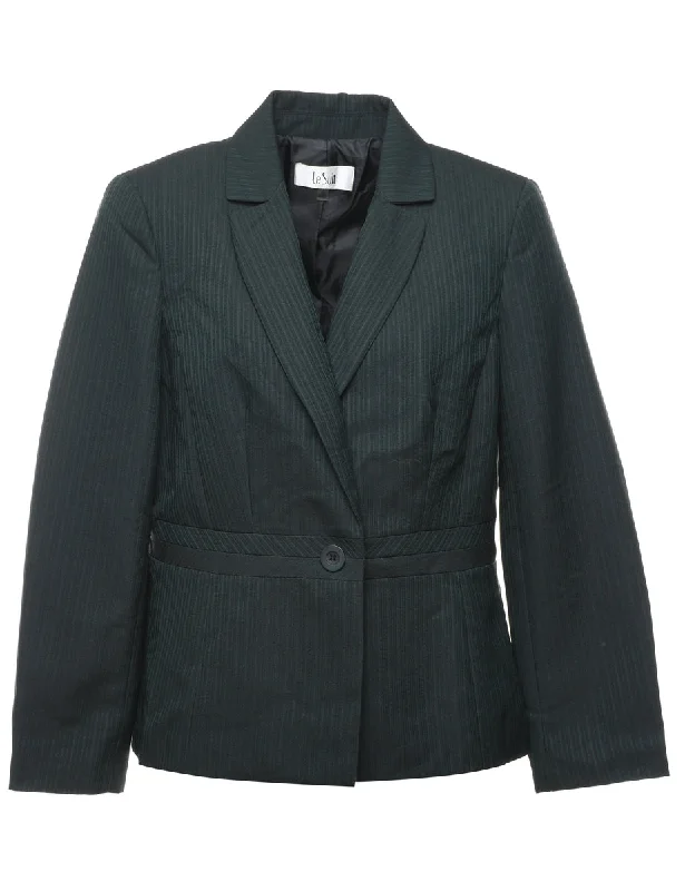 Dark Green Striped Blazer - L