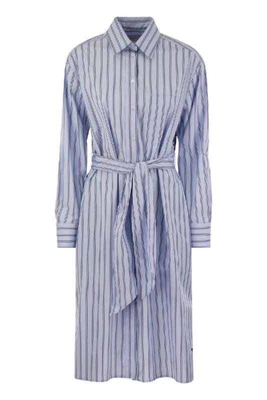 EDIPO - Striped poplin and silk chemisier dress