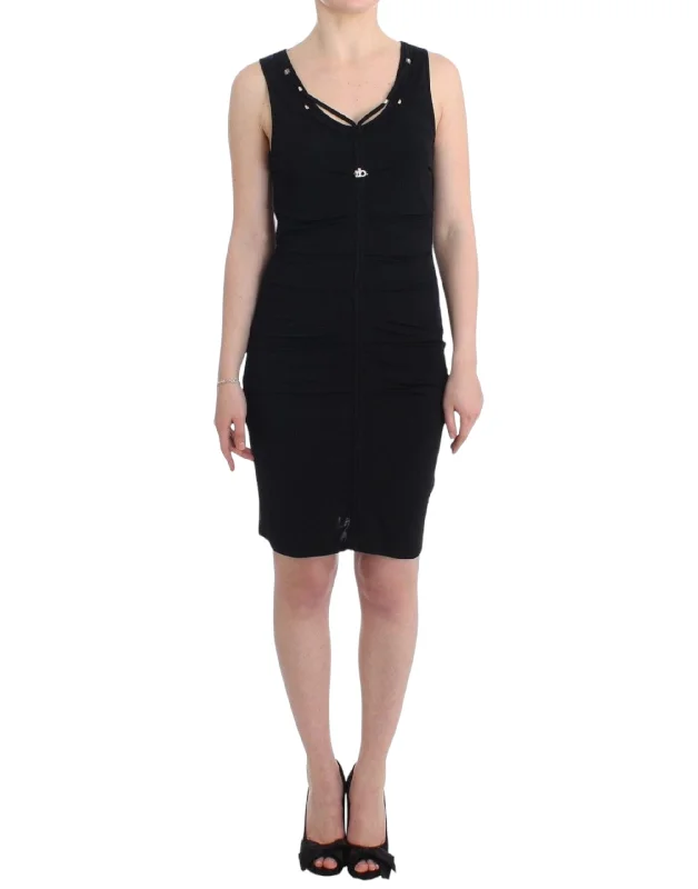 Elegant Black Sheath Knee-length Dress