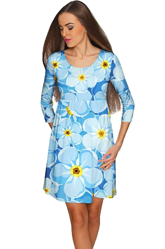 Forget-Me-Not Gloria Empire Waist Blue Dress - Women