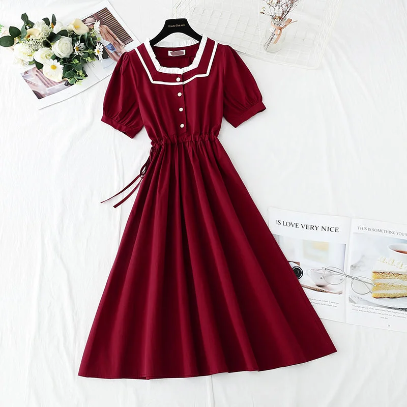 French retro cotton linen dress  4267