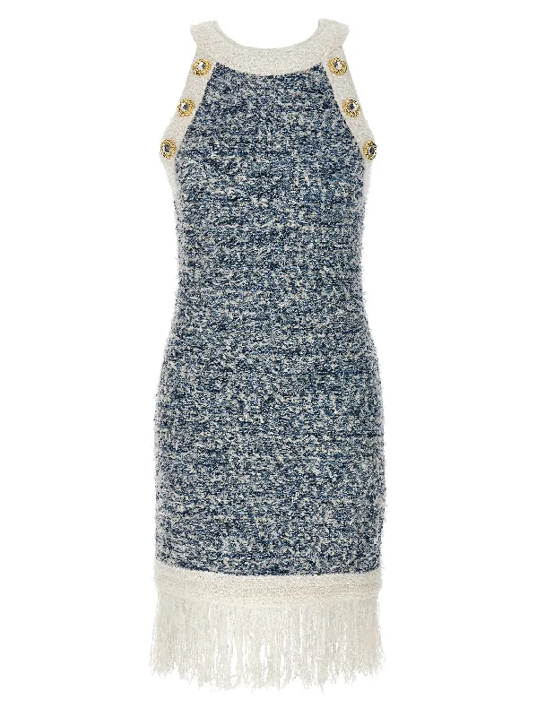 Fringed Tweed Dress