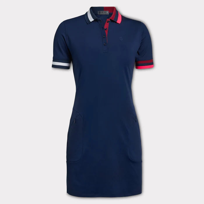 G/FORE WOMEN CONTRAST COLLAR LIGHTWEIGHT POLO DRESS