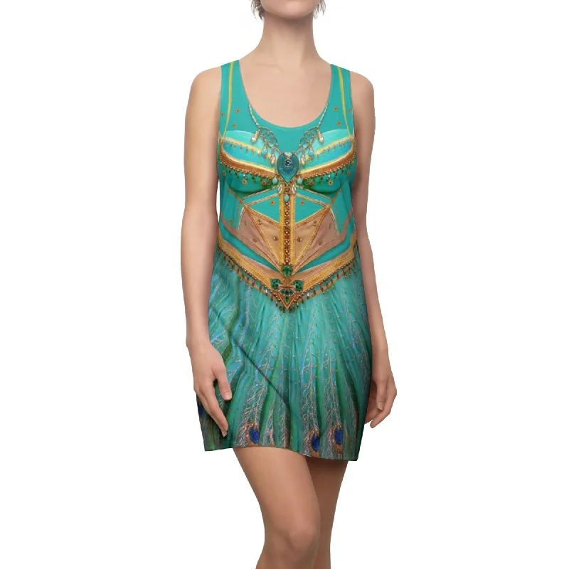 Jasmine Blue Peacock Dress, Aladdin Live Action Costume