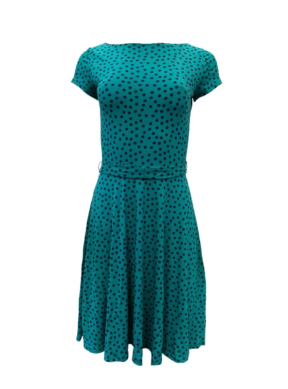 Leota Women's Green Jade Confetti Dot A-Line Stretchy Dress #2419 Small NWT