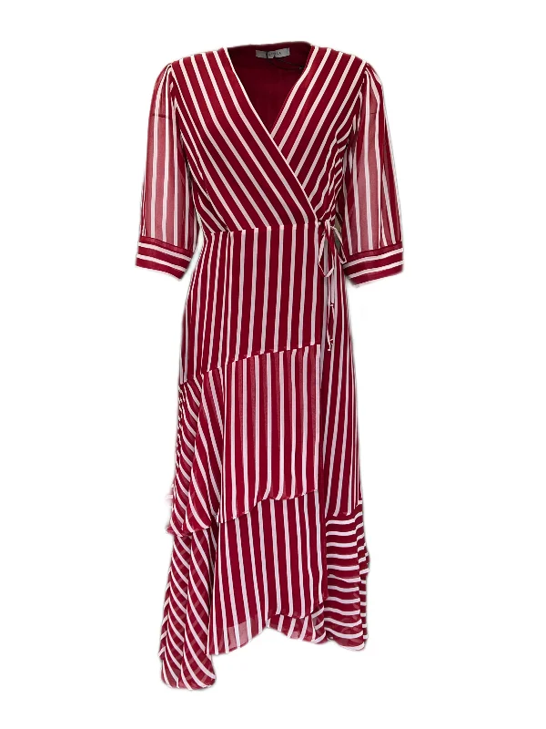 Marella By Max Mara Women's Red Fortuna Stripped Wrap Dress Size 4 NWT