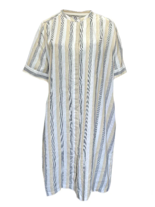 Marina Rinaldi Women's Beige Domino Striped Len Dress Size 20W/29 NWT