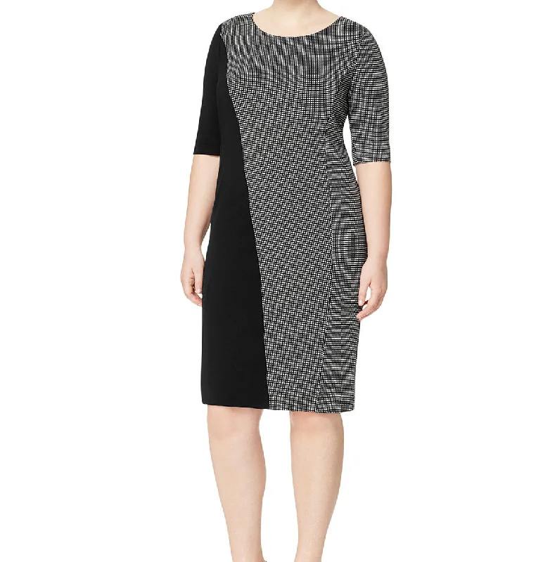 MARINA RINALDI Women's Black Olio Colorblock Dress $435 NWT