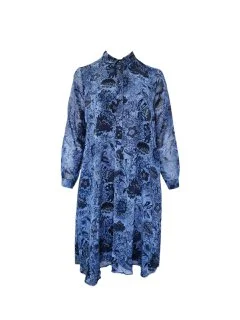 Marina Rinaldi Women's Blue Dakar Button Closure Shift Dress NWT