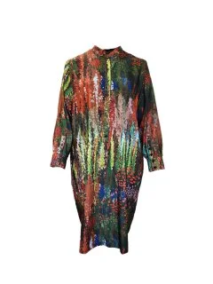 Marina Rinaldi Women's Multicolor Dimora Button Closure Dress NWT