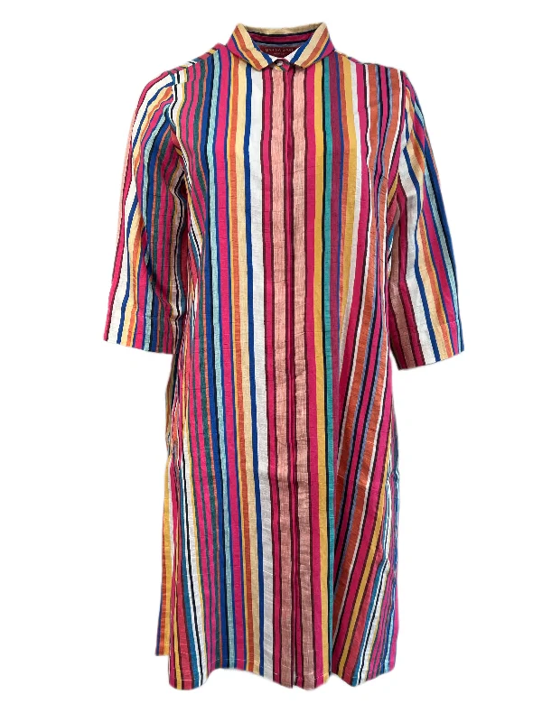 Marina Rinaldi Women's Pink Diabase Striped Button Down Dress NWT