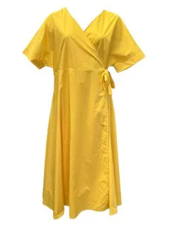 Marina Rinaldi Women's Yellow Dolomiti Wrap Shift Dress NWT