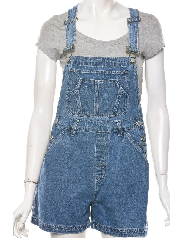 Medium Wash Cropped Dungarees - W30 L3