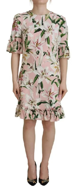 Pink Lily Viscose Sheath Knee Length Dress