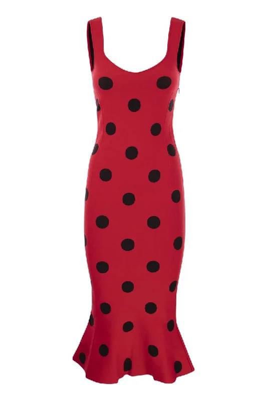 Polka dot viscose sheath dress