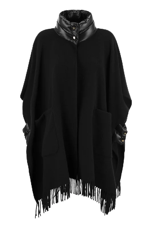 Poncho in wool and cashmere blend