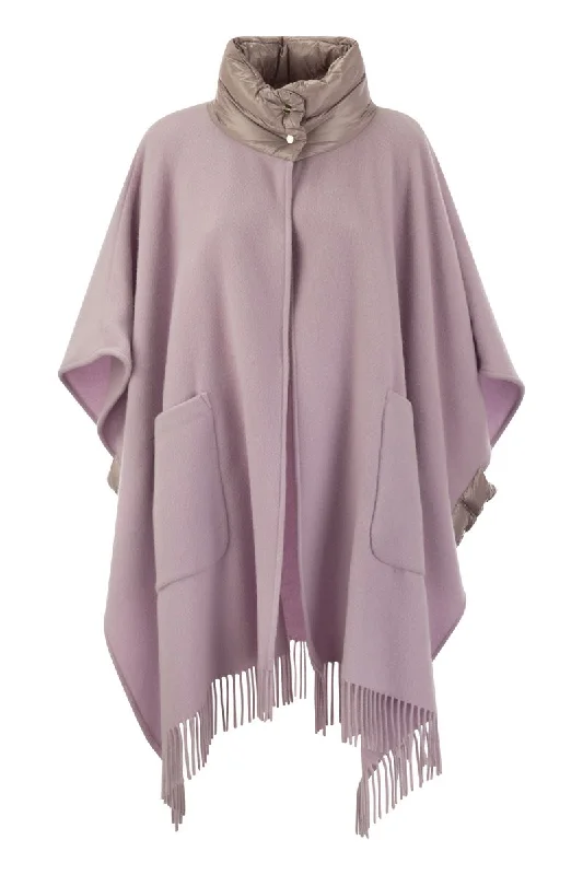 Poncho in wool and cashmere blend