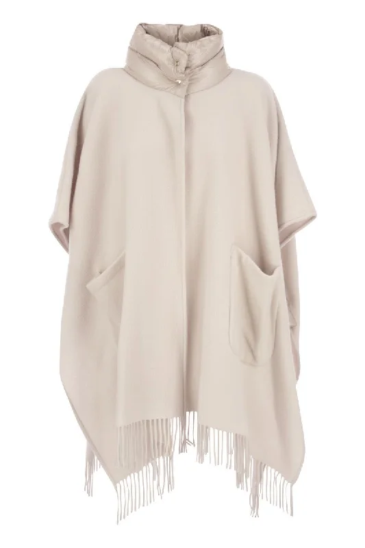 Poncho in wool and cashmere blend