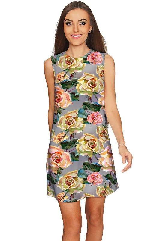 Prima Donna Adele Grey Roses Elegant Shift Dress - Women