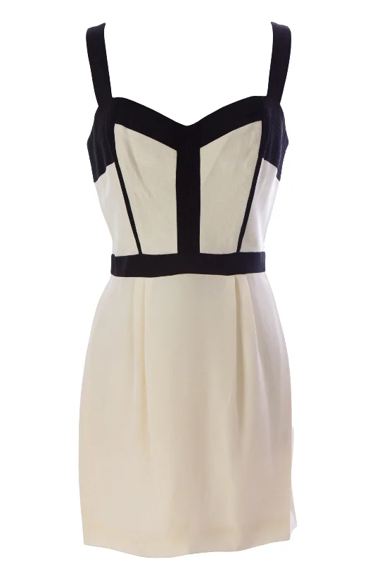 REBECCA MINKOFF Women's Cream & Black Bustier Sheath Dress $398 NWT