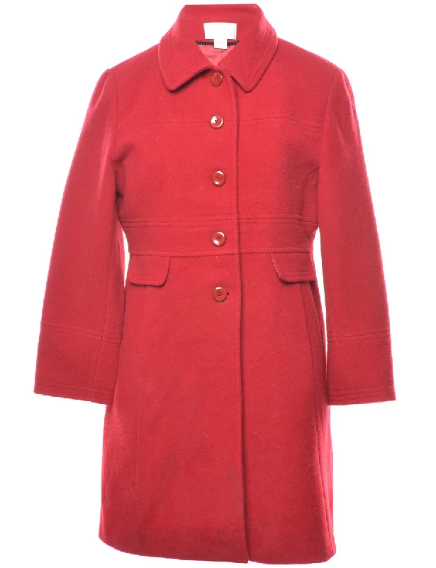 Red Classic Wool Coat - L