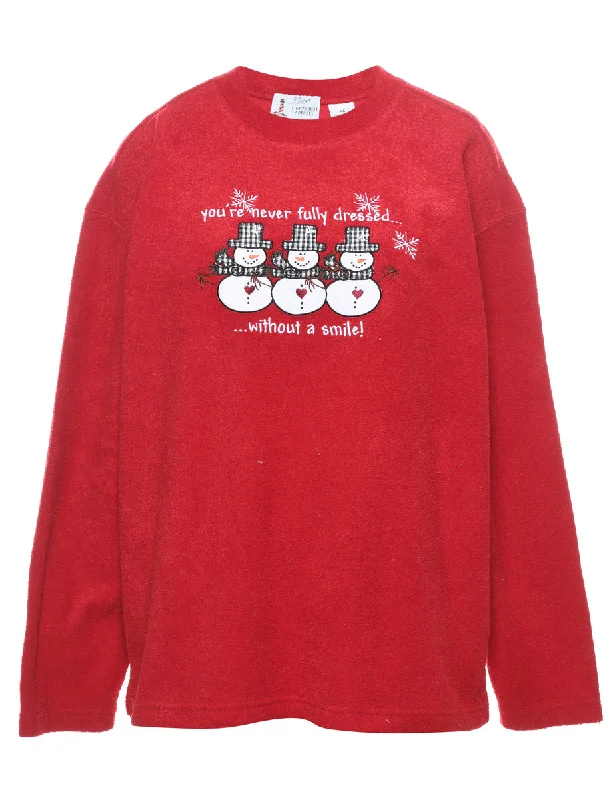 Red Snowman Design Christmas Jumper - XL