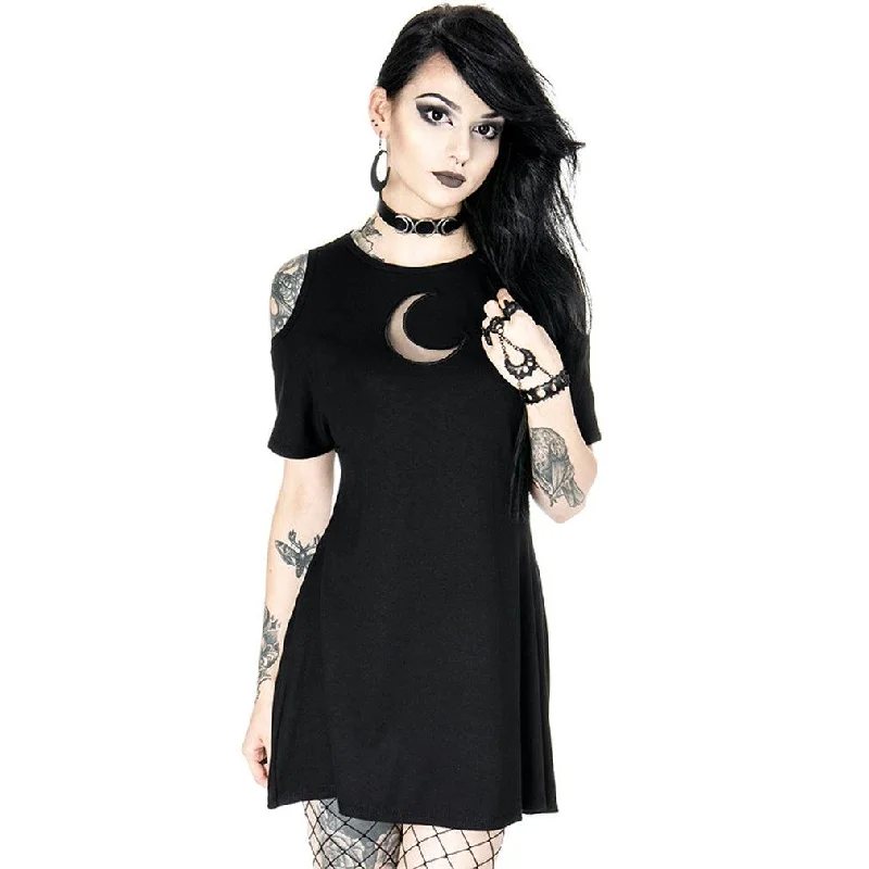 Restyle - CRESCENT MOON - Cold Shoulder Gothic Tunic Dress