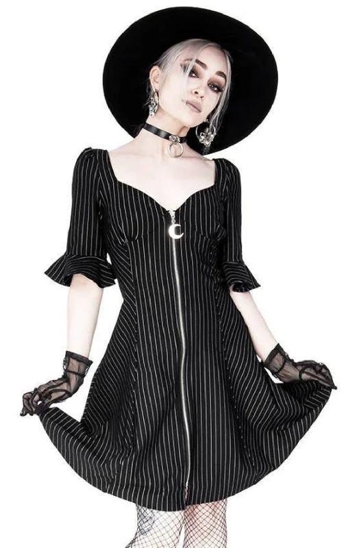 Restyle - Pinstripe Sweetheart Dress - Pinstripe Dress