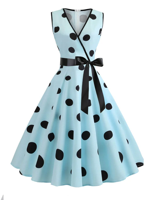 LORE | V-NECK POLKA DOT STRAP DRESS