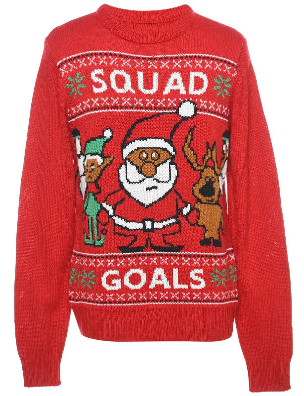 Santa Claus & Reindeer Christmas Jumper - M