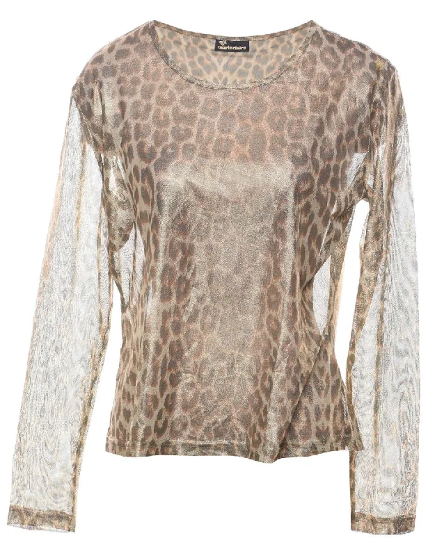 Sheer Effect Leopard Evening Top - L