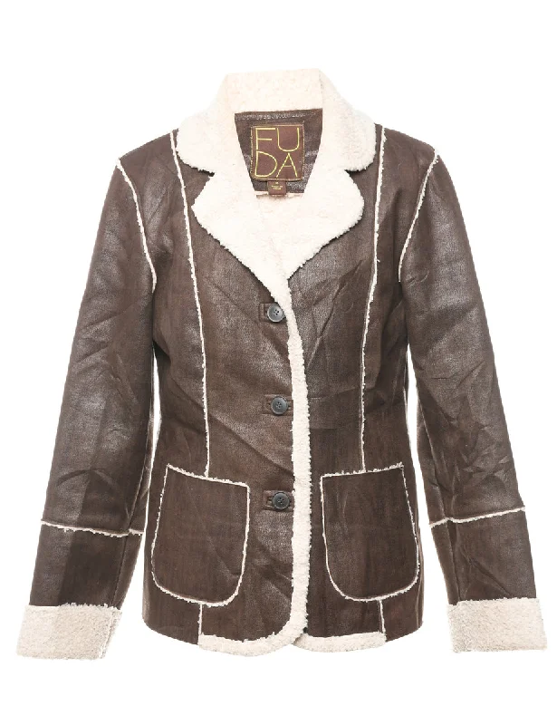 Single Breasted Shearling Lining Coat - M