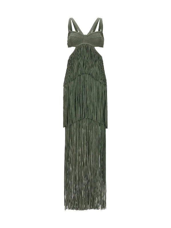 Strappy Tiered Fringe Dress