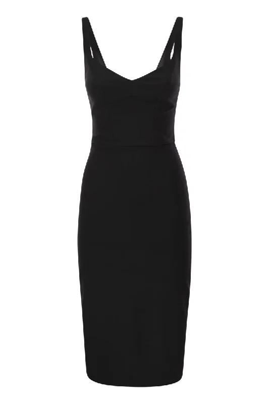 Stretch crepe sheath dress with zip