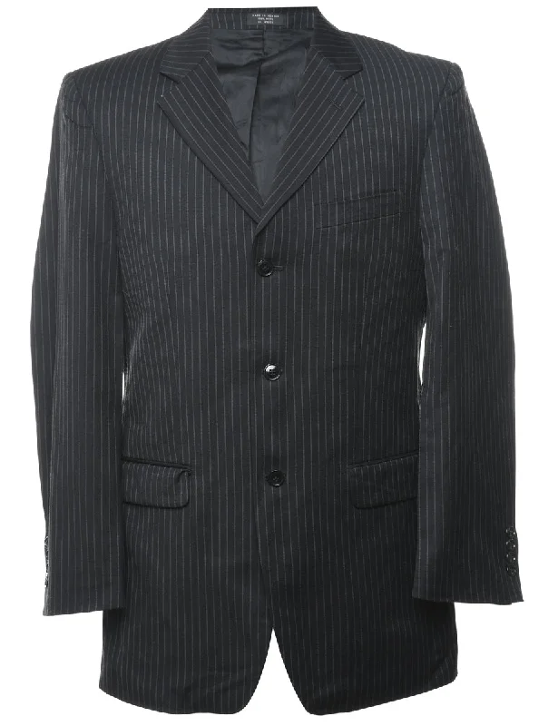 Striped Black Classic Blazer - L