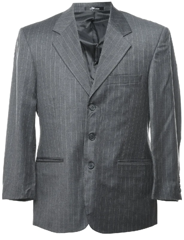 Striped Grey Classic Blazer - L