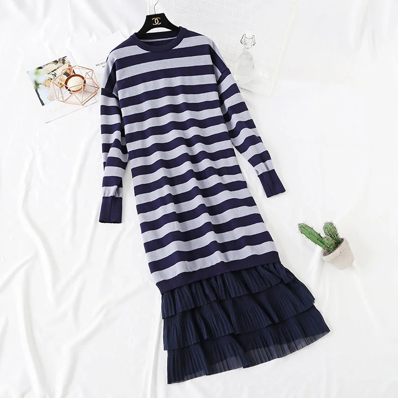 Super loose stripe knit dress  4445