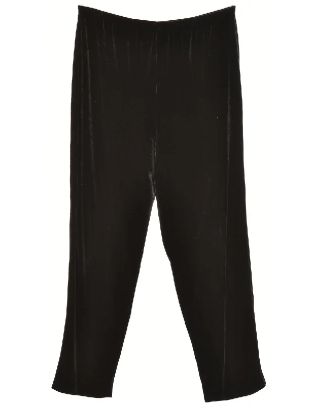 Velvet Fabric Black Classic Trousers - W30 L32