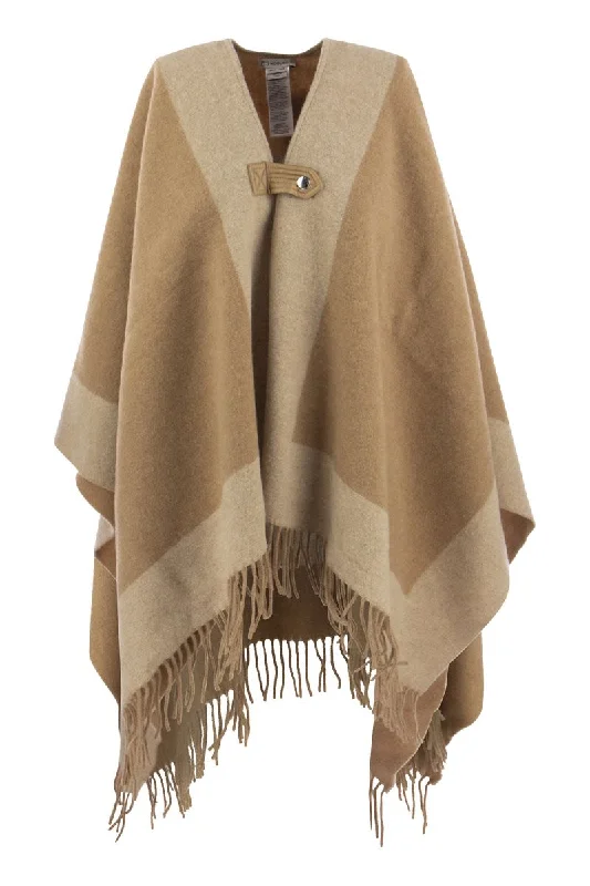 Wool-blend cape with contrasting details