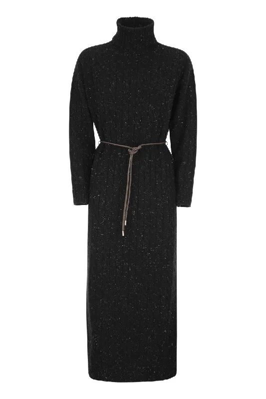 Wool, silk and cashmere turtleneck dress