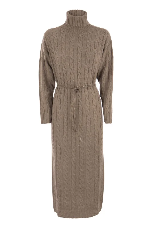 Wool, silk and cashmere turtleneck dress