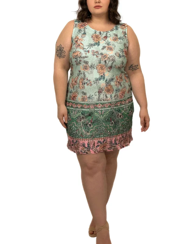 Andrea Short Dress Sleeveless Floral Green | Green