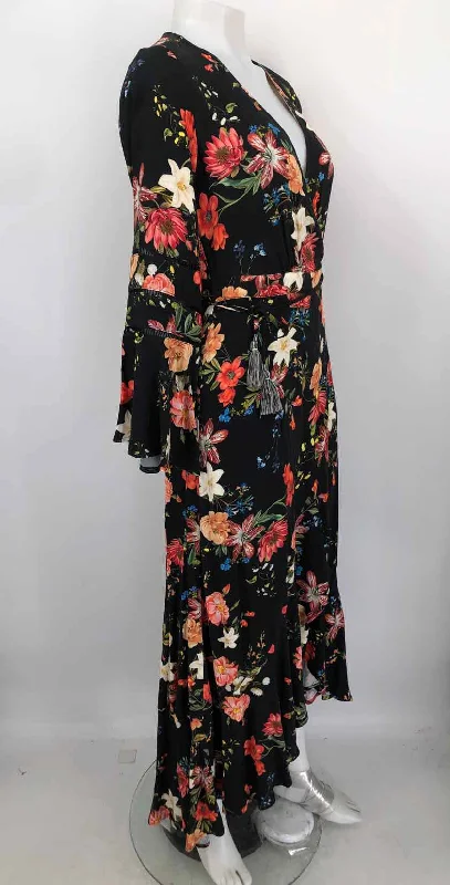 FARM RIO Black Pink Multi Floral Print Wrap Size XXS  (XS) Dress