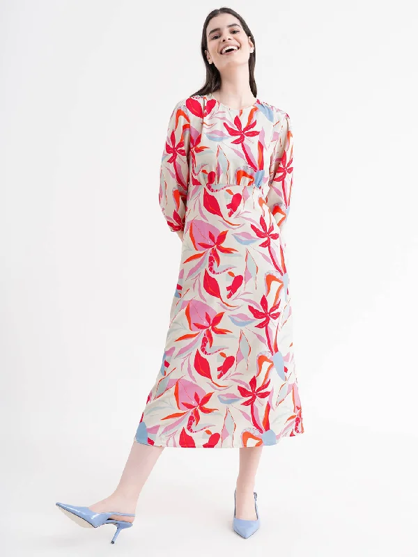 Floral a-line Dress - Multicolour